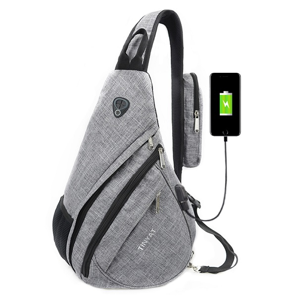 Casual Anti-Theft Sling Bag with USB Charging Port