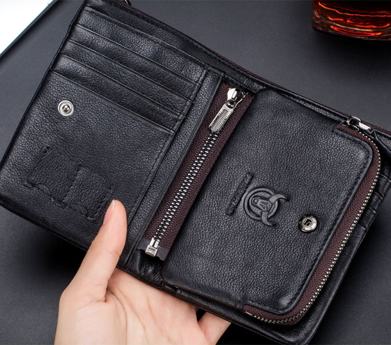 Men’s RFID Vintage Buckle Genuine Leather Wallet