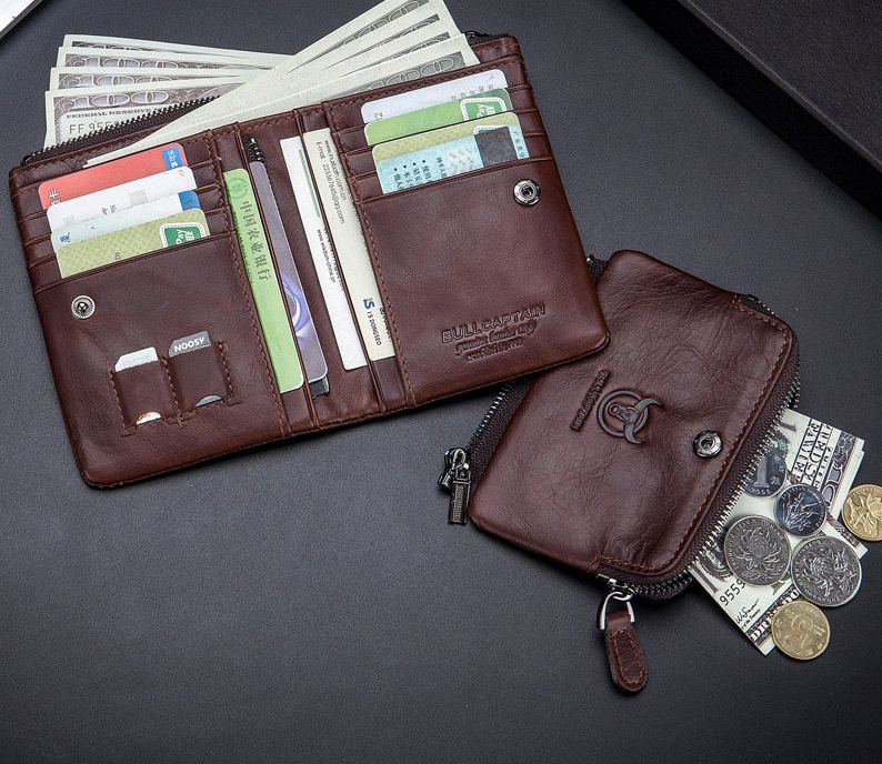 Men’s RFID Vintage Buckle Genuine Leather Wallet