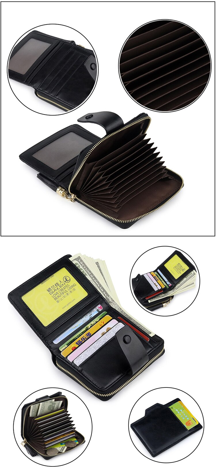 Unisex RFID Blocking Card Holder Leather Wallet